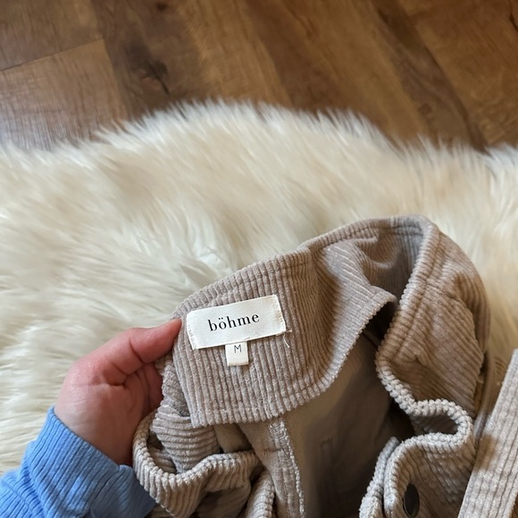 BÖHME Corduroy High Waisted Paper Bag Shorts In Taupe - Picture 4 of 5